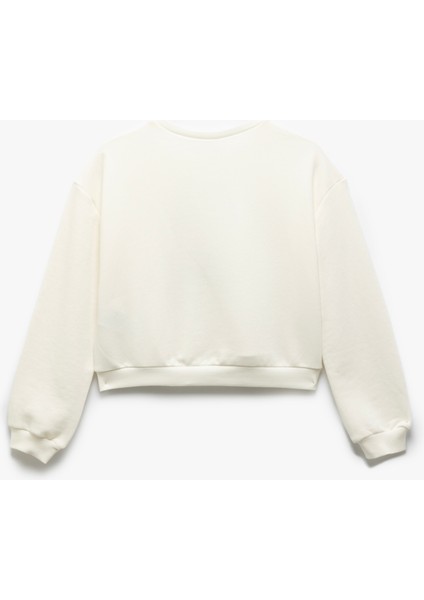 Yeni Sezon Kedi Baskılı Uzun Kollu Crop Sweatshirt fiyatları
