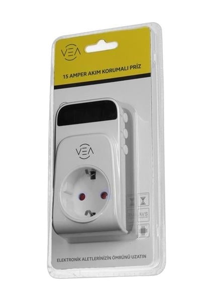 VE-25530 15A 3520W Tekli Dijital Göstergeli Akım Korumalı Priz Aşırı Yüksek Gerilim