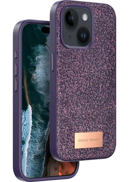Apple iPhone 15 Bright Simli Kapak - Derin Mor