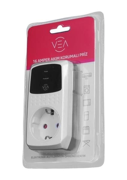 VE-25532 16A 4000W Tekli Akım Korumalı Priz Aşırı Yüksek Gerilim