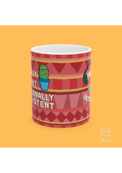 Introvert Mottolu Eğlence ve Mizah Temalı Porselen Hediyelik Kahve Kupası