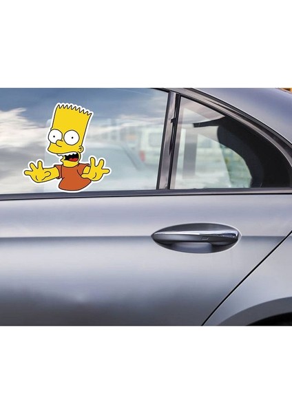 Bart Simpson Cam, Ayna, Araç, Araba, Oto, Motorsiklet, Kask, Laptop Sticker 7'li modelleri