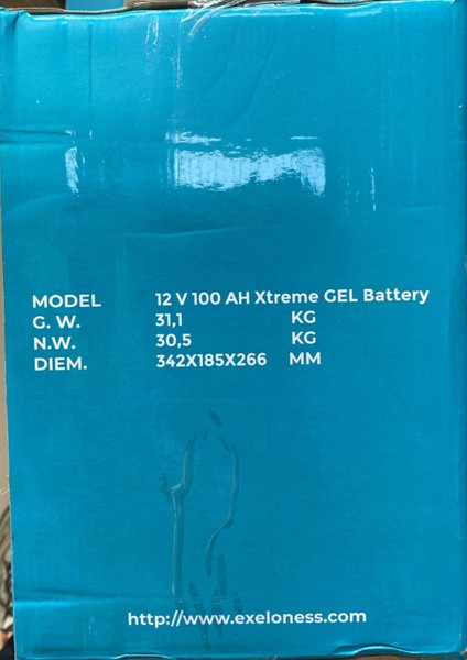 12 Volt 100 Amper Jel Akü 330*173*222 mm 30 kg modelleri