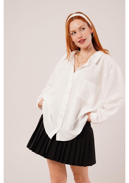 Basic Oversize Beyaz Gömlek fırsatları