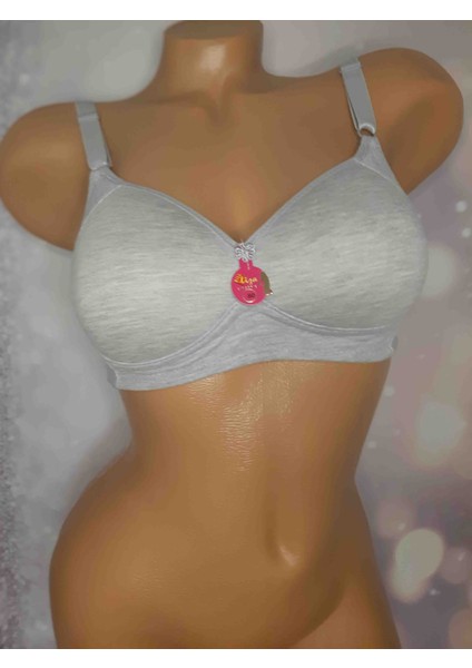 Gri Süngerli Desteksiz Diş %50 Cotton %50 Polyester Pamuk Iç %70 Cotton %30 Polyester Rahat Kullanışlı Kadın Tek Sütyen