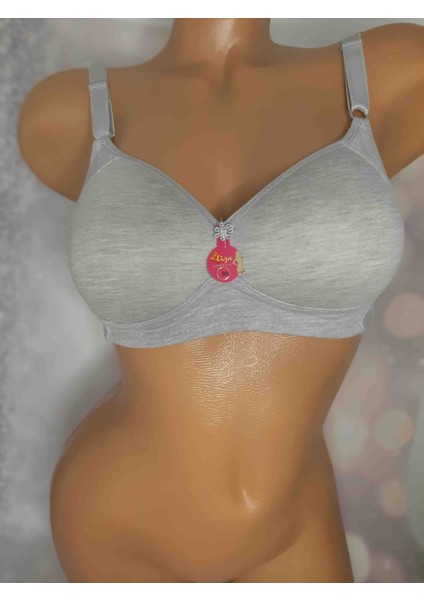 Gri Süngerli Desteksiz Diş %50 Cotton %50 Polyester Pamuk Iç %70 Cotton %30 Polyester Rahat Kullanışlı Kadın Tek Sütyen