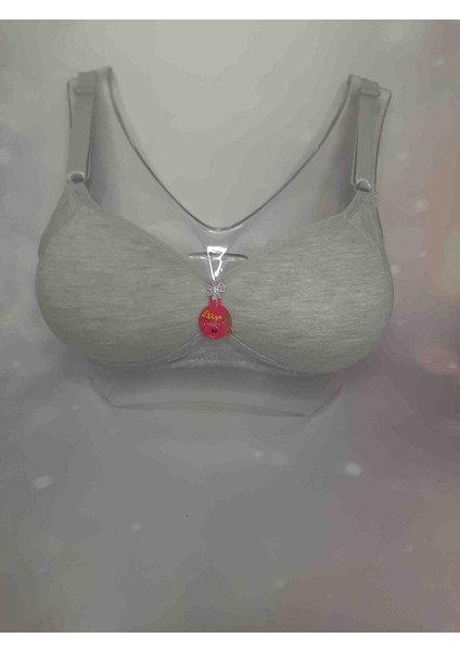 Gri Süngerli Desteksiz Diş %50 Cotton %50 Polyester Pamuk Iç %70 Cotton %30 Polyester Rahat Kullanışlı Kadın Tek Sütyen
