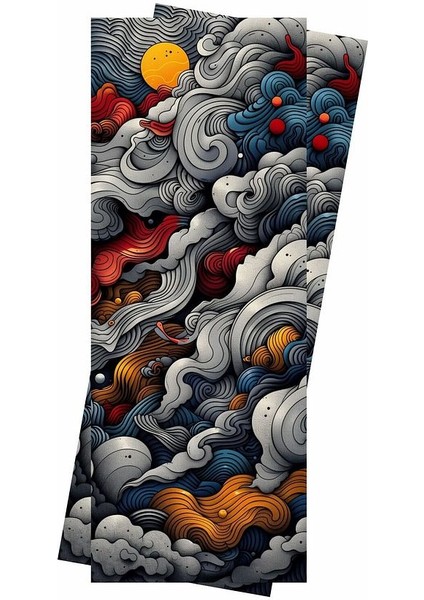 Renkli Bulutlar Baskılı Araç Kapı Direk Kaplama Folyo Sticker 2'li (Sağ&sol) modelleri