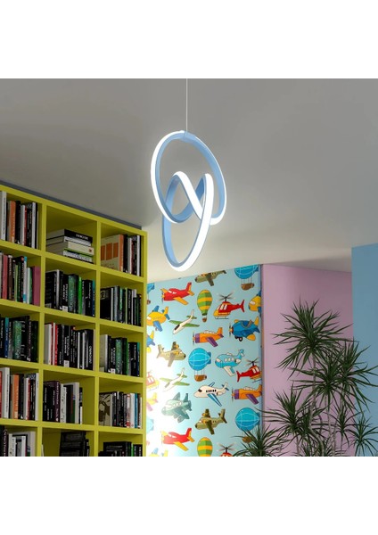 Trend Mavi Modern Ultra Süper Beyaz Ledli Avize Çocuk Odası Avizesi