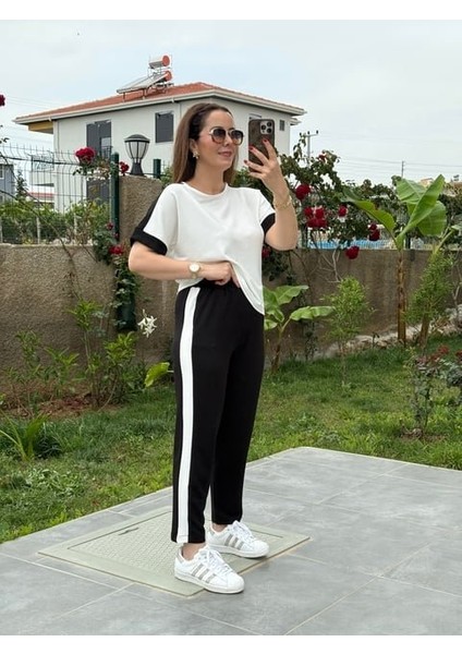 Kadın Modal Dokulu Kumaş Yanı Şeritli Takım