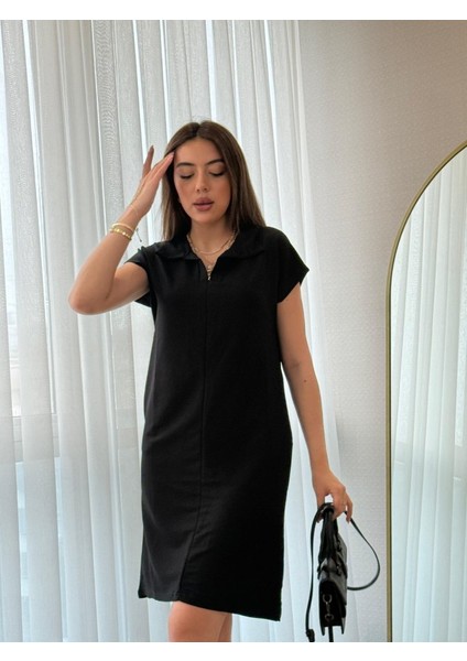 Kadın Kısa Kollu Yakalı Viskon Iki Iplik Elbise fırsatları