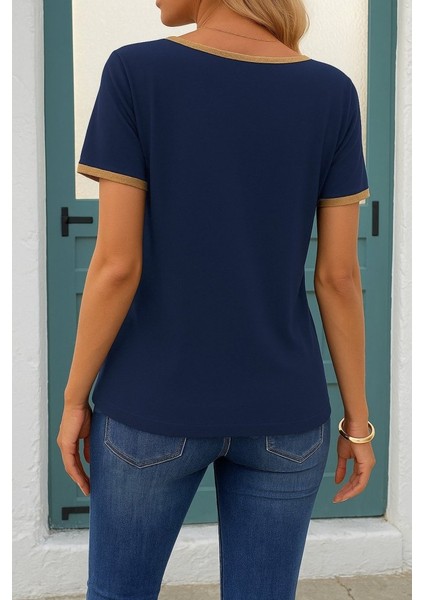 Kadın Kısa Kollu V Yakalı Viskon Bluz modelleri