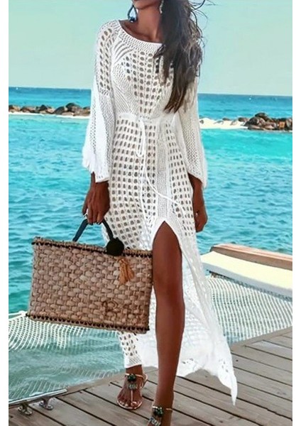 Kadın Yarasa Kol Triko Maxi Boy Pareo