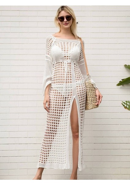 Kadın Yarasa Kol Triko Maxi Boy Pareo