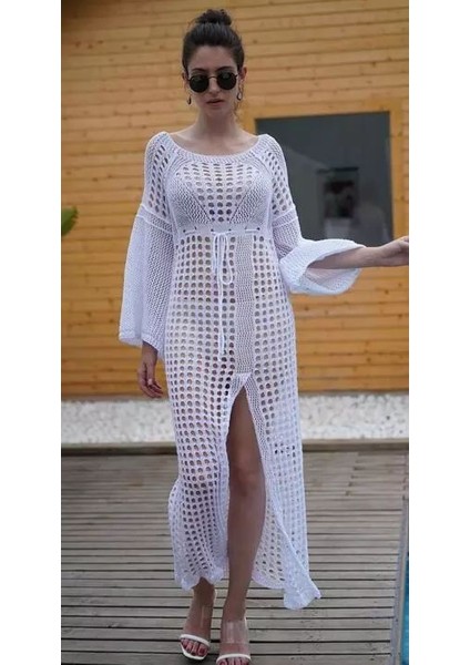 Kadın Yarasa Kol Triko Maxi Boy Pareo