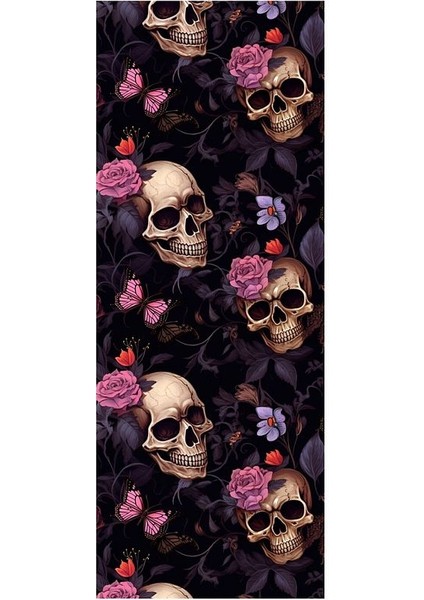 Çiçekli Kuru Kafa Baskılı Araç Kapı Direk Kaplama Folyo Sticker 2'li (Sağ&sol) fiyatları