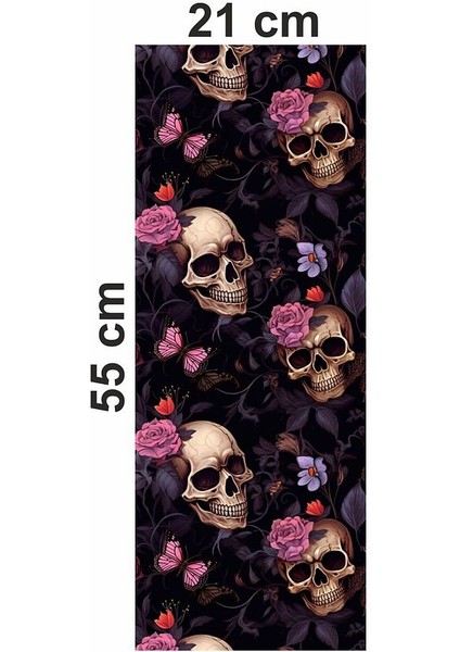 Çiçekli Kuru Kafa Baskılı Araç Kapı Direk Kaplama Folyo Sticker 2'li (Sağ&sol) fırsatları