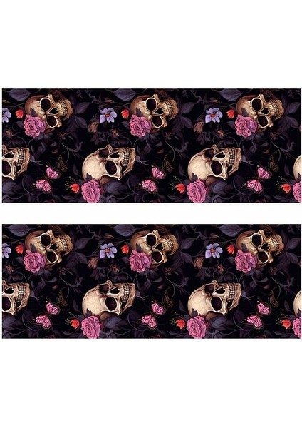 Çiçekli Kuru Kafa Baskılı Araç Kapı Direk Kaplama Folyo Sticker 2'li (Sağ&sol) indirimleri