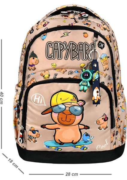 Kapibara Desenli Çocuk Ilkokul Çantası Seti Capybara (Çanta Termal Beslenme Çantası Kalemlik) modelleri