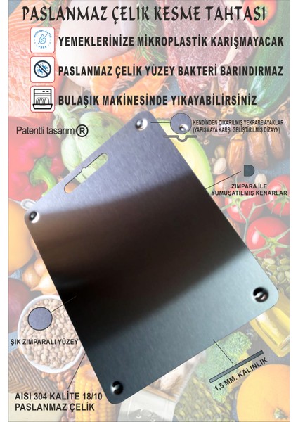 Home 2'li Kesme Tahtası Paslanmaz Çelik 304 Kalite-Antibakteriyel fırsatları