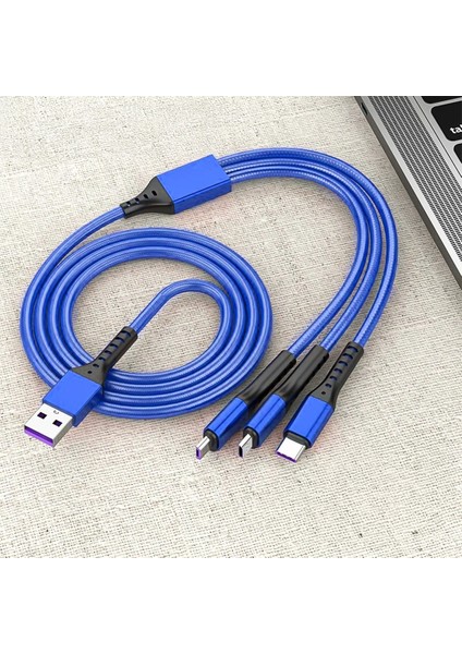 3ın1 Mavi 1.2 Metre (Mıcro USB - Lıghtnıng - Type C) Telefon Şarj Kablosu modelleri