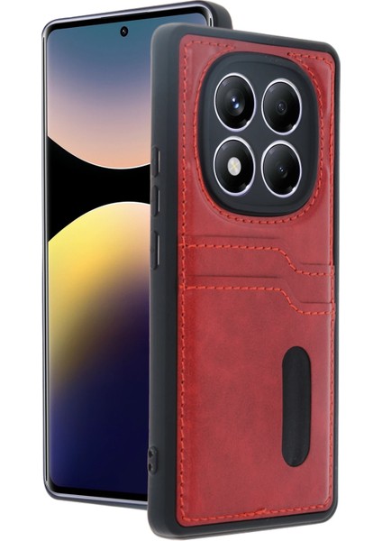 Xiaomi Redmi Note 14 Pro 5g Kılıf Sara Kartvizitli Deri Kılıf - Kırmızı Dpmah