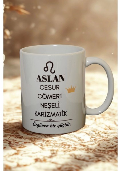 Aslan Burcu Temalı Burç Bardağı Kupa