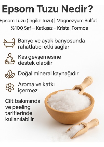 Epsom Tuzu 500 G | Ingiliz Tuzu – Ayak Banyosu ve Peeling – %100 Doğal -Katkısız