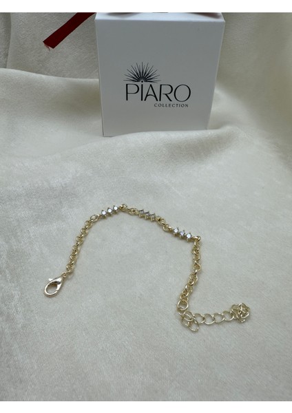 Halka Zincir Zirkon Taşlı Çelik Bileklik