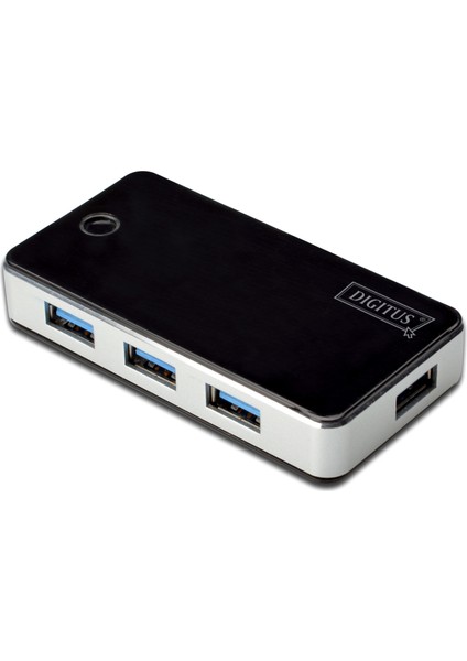 Digitus 4 Port USB 3.0 Hub, Siyah/gümüş Renk, Plastik, Güç Adaptörlü