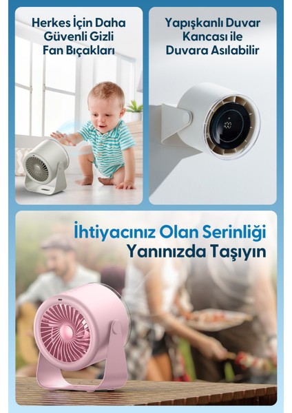 Airflow AF02 Yeni Nesil Şarjlı Turbo Masa Fanı, Ultra Güçlü Hava Akışı, 100 Kademeli, 16X19CM