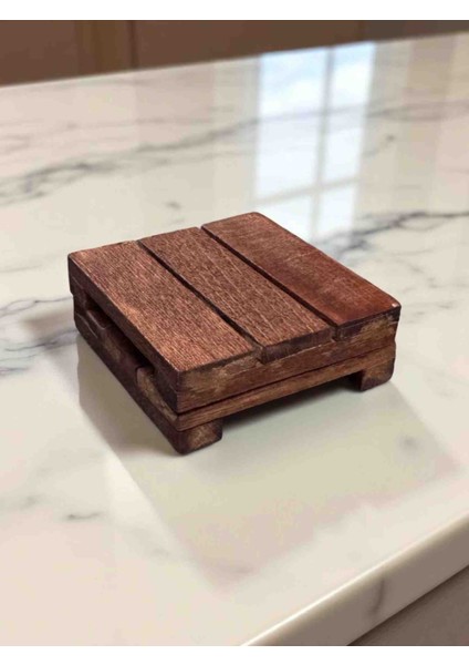Ahşap El Yapımı Mini Palet Bardak Altlığı (2'li Set)