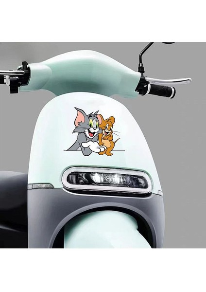 Tom And Jerry Sticker Araba, Motorsiklet, Kask, Laptop, Cam Sticker 18X14 cm fiyatları