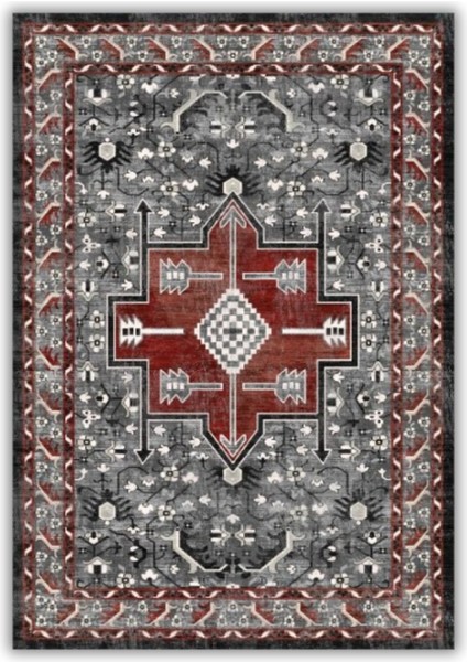Otantik Kilim Desenli Bordo Gri Halı Dijital Baskılı Dokuma Kaymaz Tabanlı Yıkanabilir Antialerjik Yazlık Halısı fiyatları
