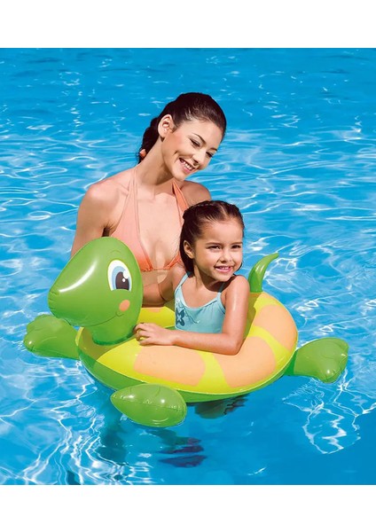 Kaplumbağa Şekilli Deniz Havuz Simidi 61 cm Deniz Topu Hediyeli / Bestway Turtle Swim Ring