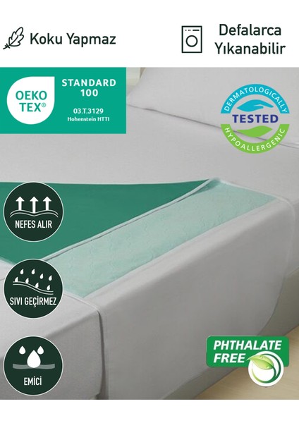 Yıkanabilir, Emici, Sıvı Geçirmez Hasta Altı Pedi Örtüsü (85 x 90 cm ) Kanatlı 4 Katlı Koruma