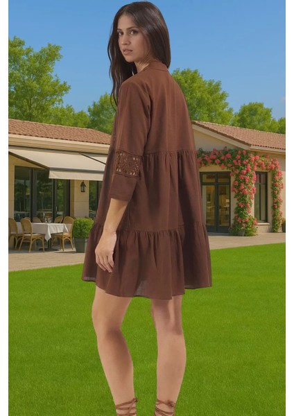 Kadın %100 Pamuk Dantelli Mini Plaj Elbisesi Rahat Yazlık Özel Tasarım Şık Görünüm Uzun Ömürlü modelleri