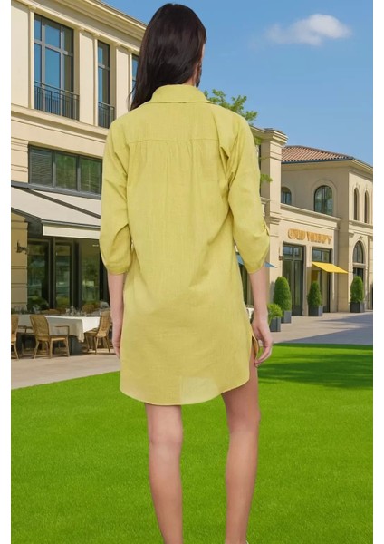 Kadın Yazlık Pamuklu Mini Elbise V Yaka Truvakar Kol Şık Plaj Modası Dayanıklı Malzeme modelleri