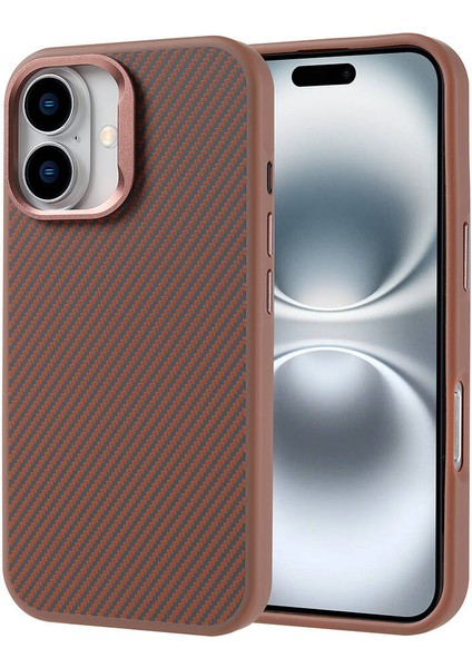 Apple iPhone 16 Plus Uyumlu Kılıf M-Safe Şarj Özellikli Karbon Fiber Görünümlü Zore Troy Kapak