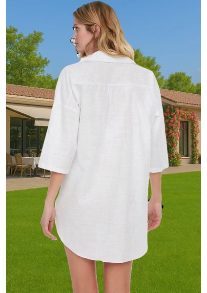 Kadın Yazlık Pamuklu Mini Elbise V Yaka Truvakar Kol Şık Plaj Modası Dayanıklı Malzeme modelleri