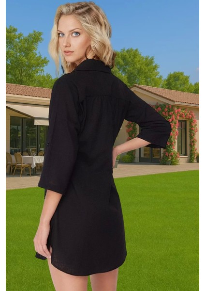 Kadın Yazlık Pamuklu Mini Elbise V Yaka Truvakar Kol Şık Plaj Modası Dayanıklı Malzeme modelleri