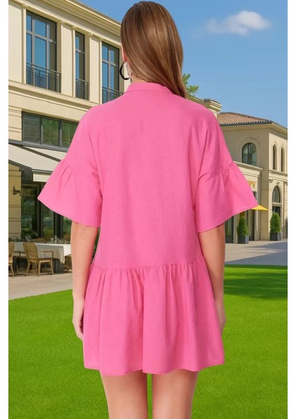 Kadın A Line Flamlı Pamuk Mini Elbise Yazlık Plaj Stili Modern Stil Dayanıklı Malzeme Seçkin Malzeme modelleri