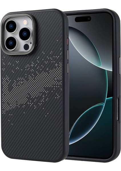 Apple iPhone 16 Pro Max Uyumlu Kılıf M-Safe Şarj Özellikli Karbon Fiber Tasarımlı Zore Vave Kapak