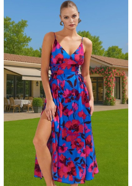 Yazlık Şık Çiçekli Maxi Plaj Elbisesi Rahat Viskoz Kumaş Uzun Ömürlü Mükemmel Uyum Dayanıklı Malzeme