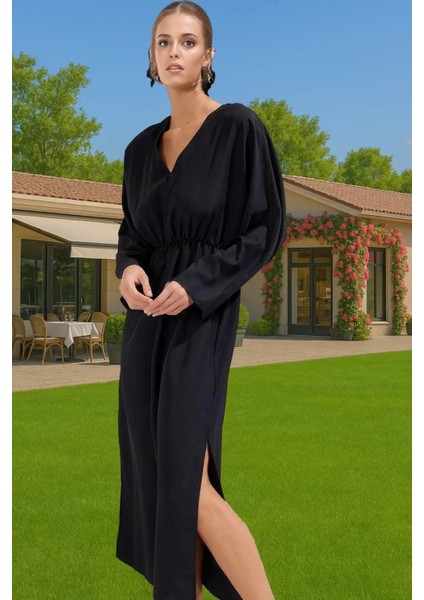 Şal Yaka Maxi Dokuma Elbise Tek Kol Yırtmaçlı Plaj Modası Konforlu Kesim Uzun Ömürlü fiyatları