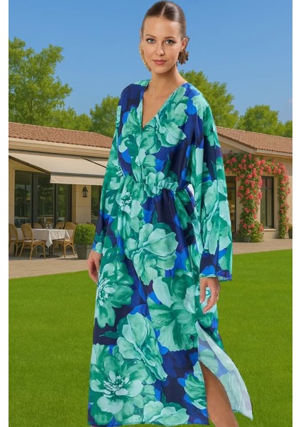 Şal Yaka Maxi Dokuma Elbise Tek Kol Yırtmaçlı Plaj Modası Konforlu Kesim Uzun Ömürlü fiyatları