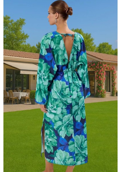 Şal Yaka Maxi Dokuma Elbise Tek Kol Yırtmaçlı Plaj Modası Konforlu Kesim Uzun Ömürlü fırsatları