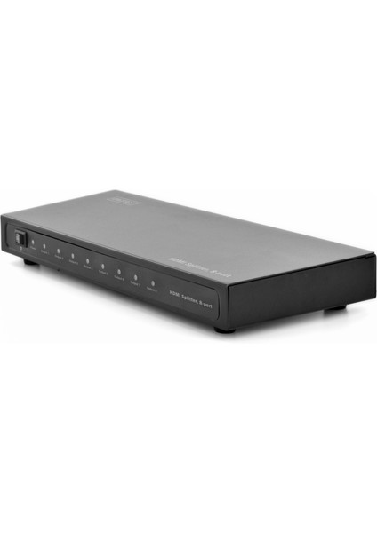 8 Port HDMI Çoklayıcı, 1080P, 3d, HDMI High Speed, 2.25 GHZ/225 Mhz, Metal Şasi, Siyah Renk
