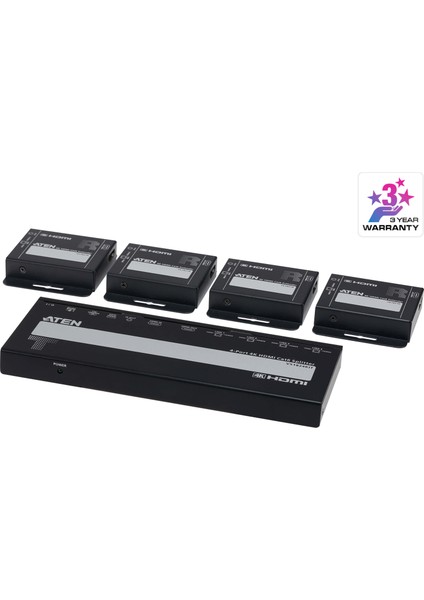 4-Port 4K HDMI Cat 6 Splitter With Receivers