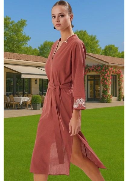 Kadın Şık Plaj Elbisesi Pamuklu Dokuma Midi Boy Tek Kol Mükemmel Uyum Yüksek Kalite Özel Tasarım fiyatları